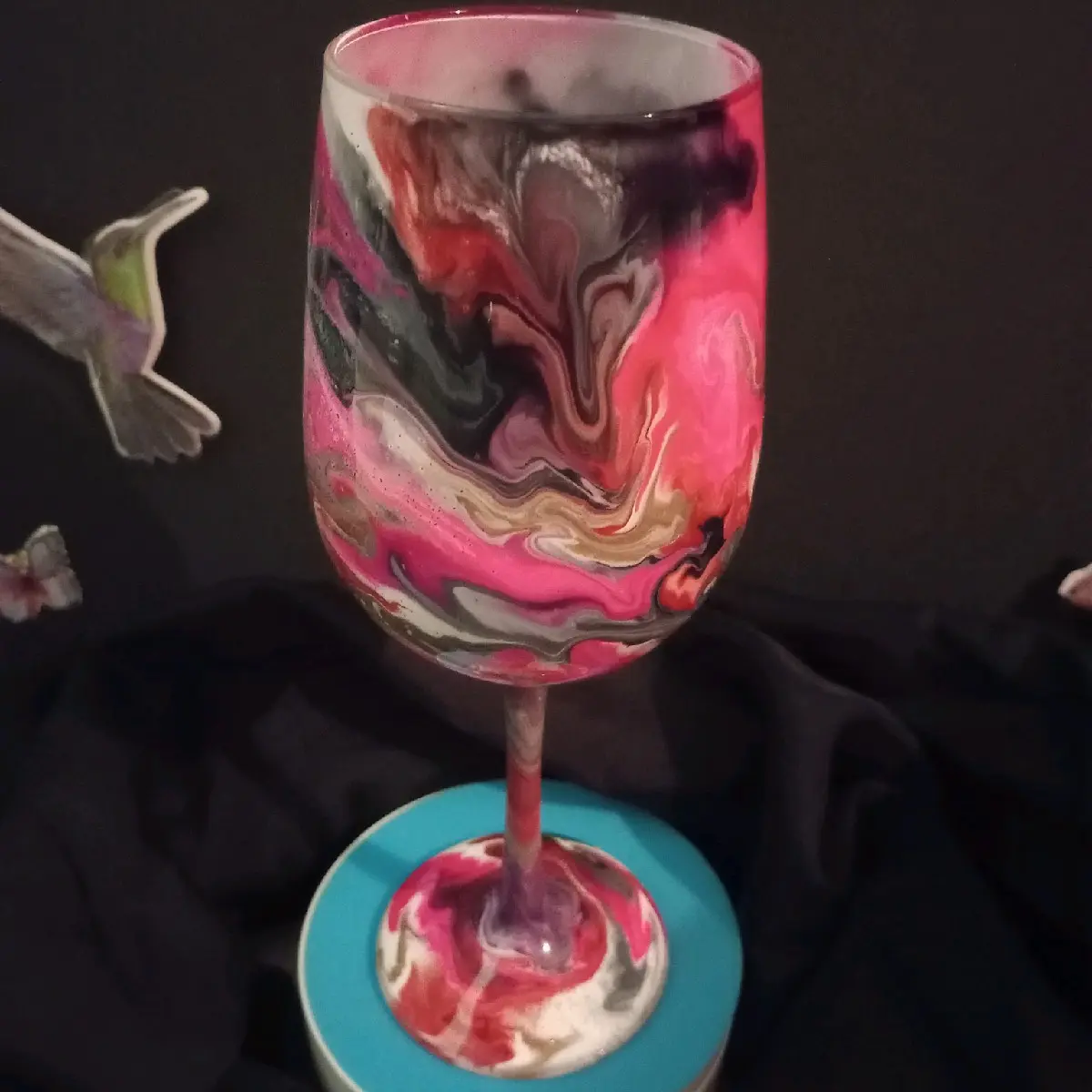 Alcohol ink designed Wine glass - TikTok Shop