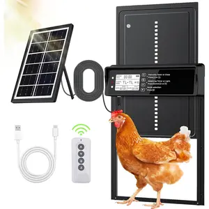 Automatic Chicken Coop Door Solar  with LCD Display, Automatic Chicken Door with Timer & Light Sensor - Remote Control, Anti-Pinch Safety Design & Durable  Alloy Construction