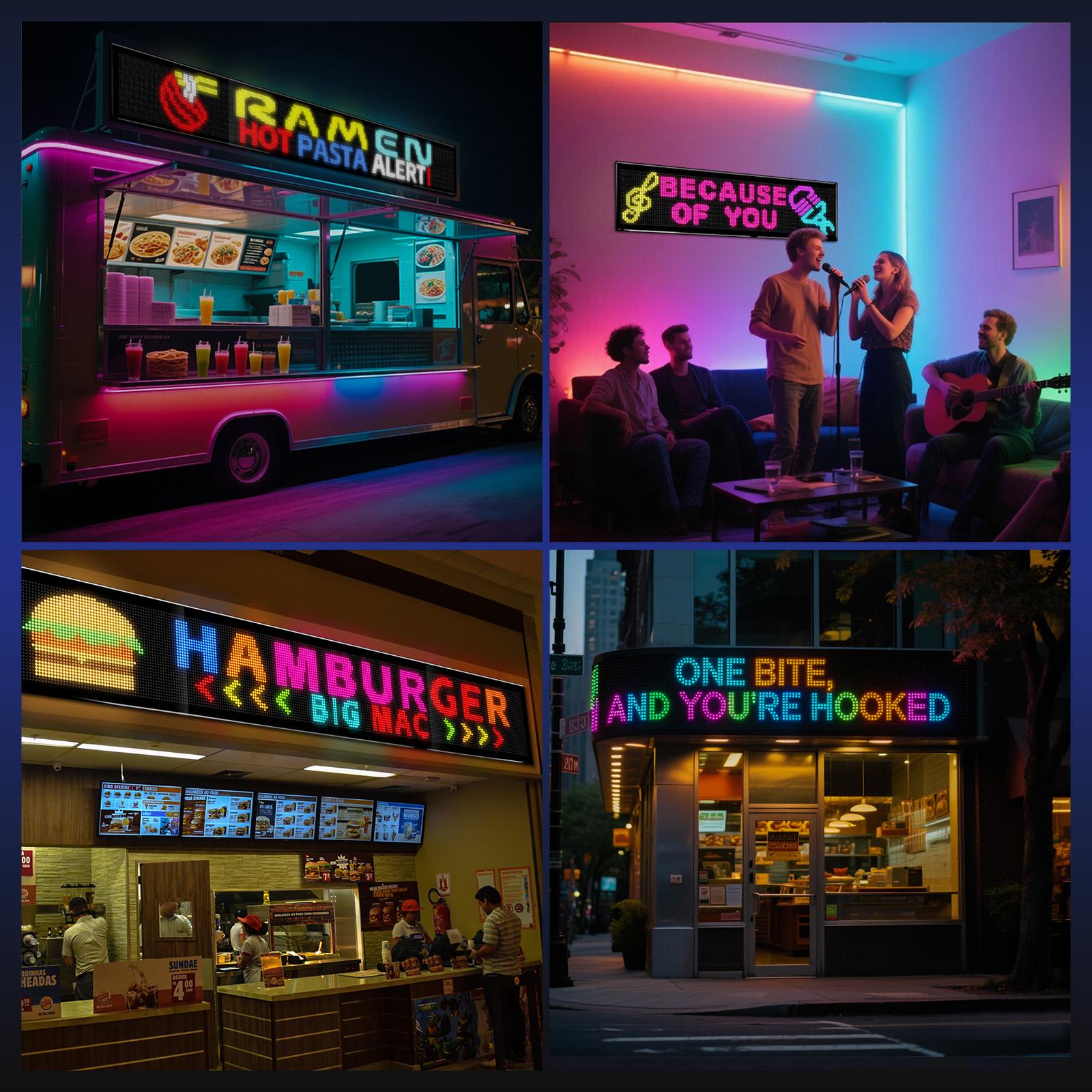 HYPERLITE Scrolling LED Message Sign USB Programmable Display Board Custom Text Marquee Light with App Control for Business Restaurant Event Christmas Decor Multiple Sizes 898mm to 3340mm stockup mothersday