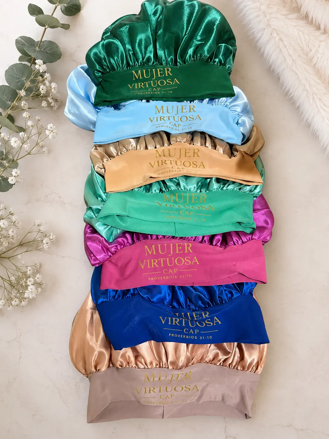 Mujer Virtuosa bonnet 1pc and 4 shower caps