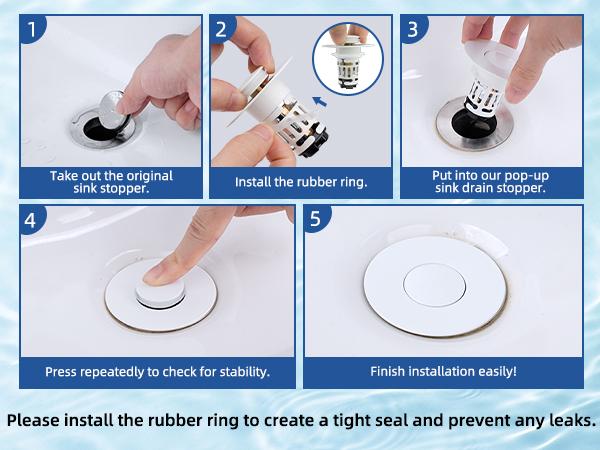 Hibbent Upgraded 3 in 1 Bathroom Sink Drain Strainer, Universal Pop Up Stopper with Removable Stainless Steel Filter Basket Hair Catcher, Sink Plug for 1.1''~2.36'' Basin, Brass Bullet Core, White