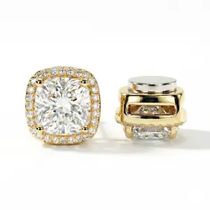 Square Halo Stud Earrings for Men Women Inlaid Magnetic Earrings Non-Piercing Clip On Stud Earring Mother's Day Gift