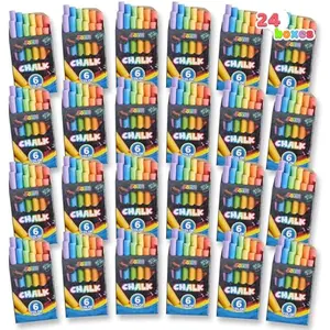 288 Counts Mini Chalk Set for Kids, Non-Toxic Chalks for Boys Girls 3+, School Supplies for Teachers, Goody Bag Fillers, Small Packs Sidewalk Chalk Party Favors (24 Boxes)
