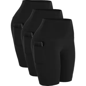 3 Pack Women 9" Biker Compression Short Leggings for Yoga with Big Pockets