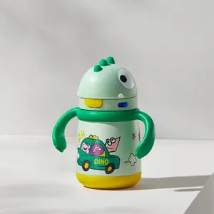 Bc Babycare Toby's Dinosaur Insulated Water Bottle, Leak-Proof Stainless Steel for Toddlers, Easy-Sipping Valve, Keeps Drinks Cold/Warm for 14 Hours