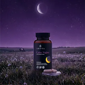 Ariya Calm Nights Natural Sleep Support with Standardized Active Compounds for Restorative Sleep melatonin FREE 60 Vegan Capsules NSF GMP Certified -