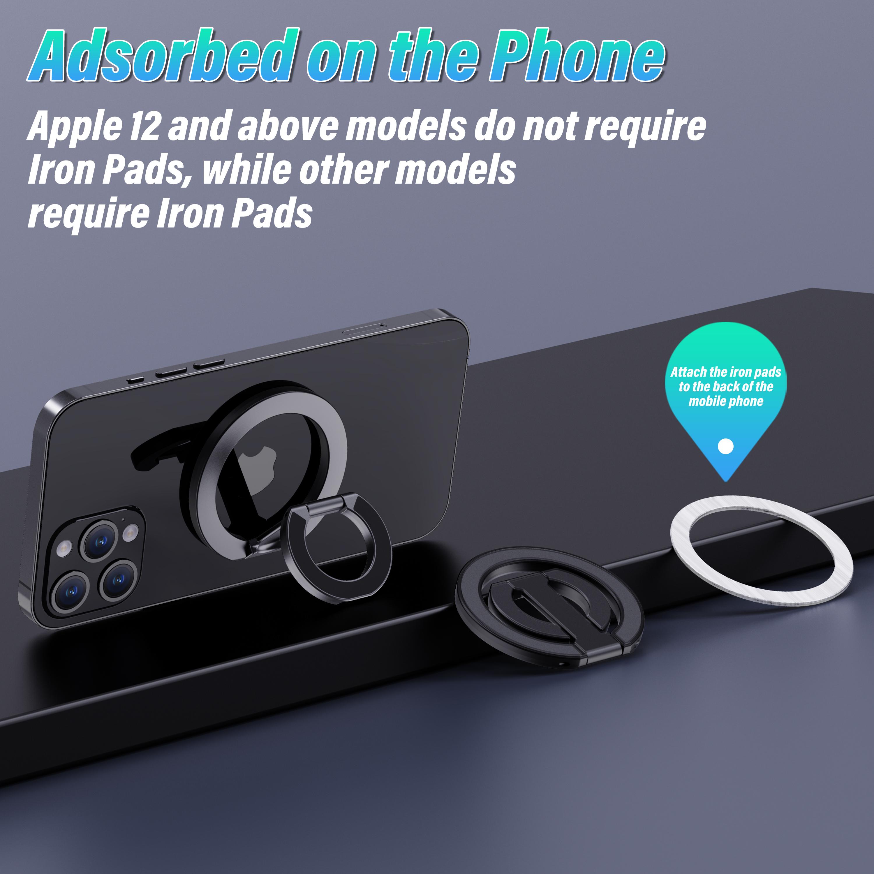 Magnetic Phone Ring Holder Stand, Dual-Sided Strong Magnet Grip Compatible with Car Mount, Magnetic Phone Accessory for iPhone 17 16 15 14 13 Pro Max Plus