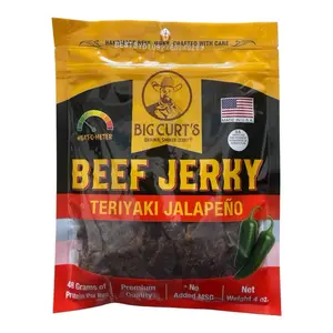 Big Curt's Teriyaki Jalapeño Beef Jerky - 48 Grams of Protein Per Bag, No Added MSG, Premium Quality, Made in U.S.A.