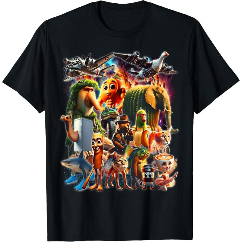 🎁   [Graphic Tee] Italian-Brainrot Ai Generated Animals Gen Z Men Women T-Shirt Unisex S-5XL Hot Trending Shirt, Vintage Birthday Gift