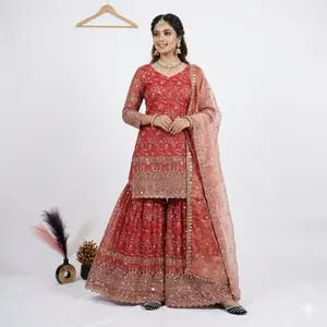 Gharara Suits with All Embroidery in 4 Different Colors - Elegant and Stylish for Special Occasions Womenswear Dress Casual
