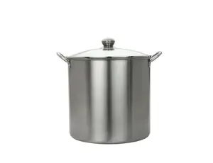 Stainless Steel 21.5 Qt Multi-Use Water Bath Canner Tempered Glass Lid Silver Bottles Organiser