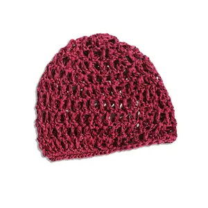 Breathable Polyester Adult Knitted Mesh Hair Cap - Solid Color Hollow Wrap Cap for Hair Bundling, Fisherman Net Turban, Adults
