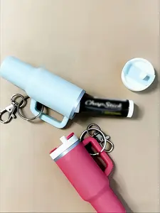 8pcs Mini Drink Container Key Chain Set, Detachable Lip Balm Holder, Portable, Perfect for Backpacks, Parties, Gifts, Durable Plastic