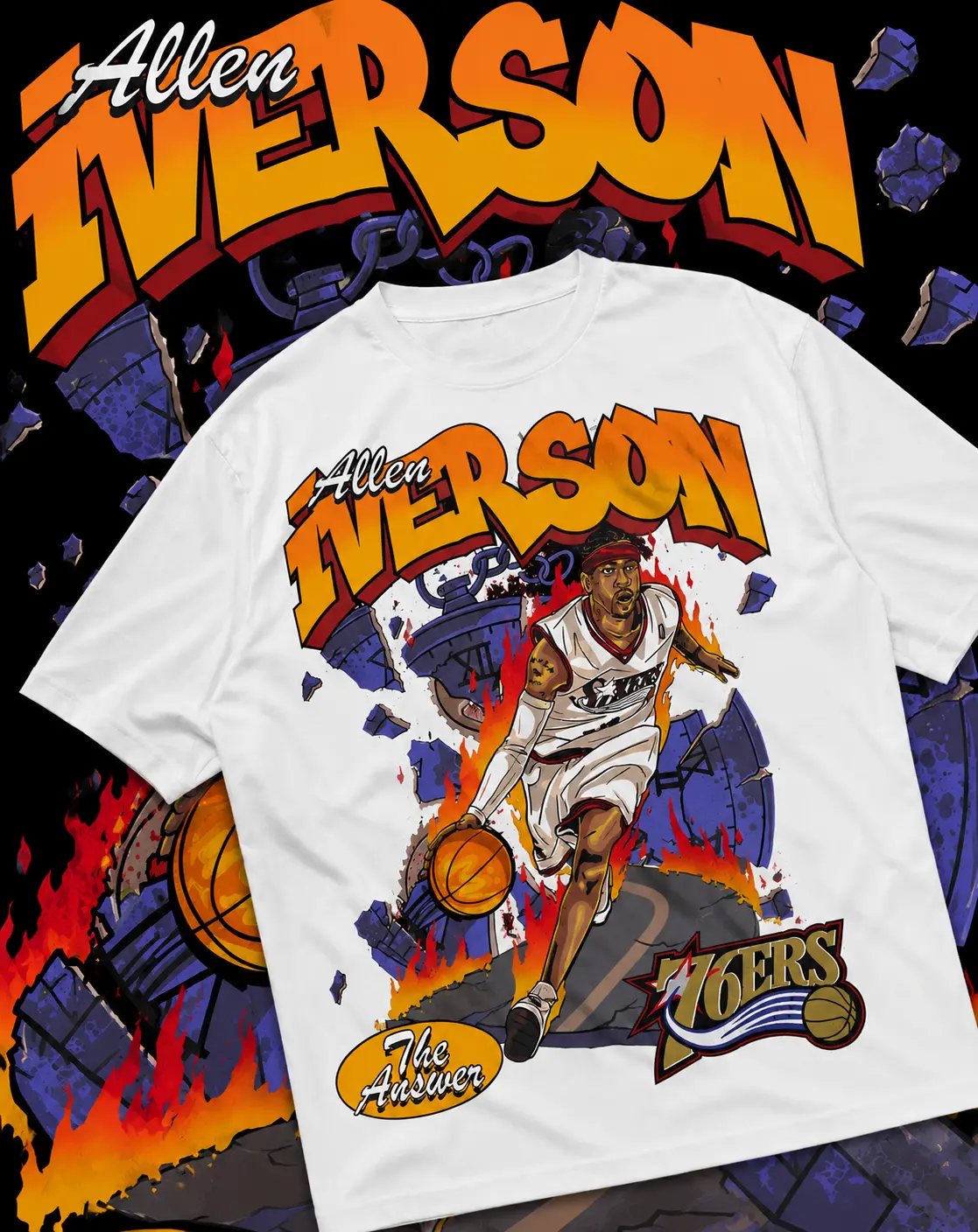 Allen Answer Basketball Graphic T-Shirt, Vintage Basketball Streetwear Tee, Retro Sports Graphic Shirt, Y2K Urban Fashion Tee, Gidan 5000 Heavy Cotton Tee