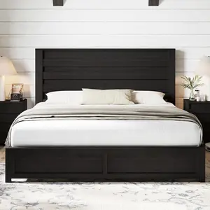 [Summerwins] ALBOTT Farmhouse Bed Frame with 49" Headboard, Platform Bed Frame with Wood Slats Support/Stable & Durable/No Box Spring Needed/Full/Queen/King Size/Best Gift Ideas/Christmas Gifts