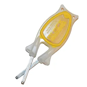 Compact Outdoorsmen Camping Knife sharpener that glows in the dark, sharpens Hunting knives, pocketknives, hatchets, matchets, cleavers, swords, kitchen knives, scissors and much more.