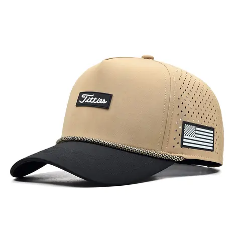 Curves & Clubs  Tan Titties Golf Hat, Funny Rope Snapback for Men with USA Flag, Breathable Performance Golf Cap