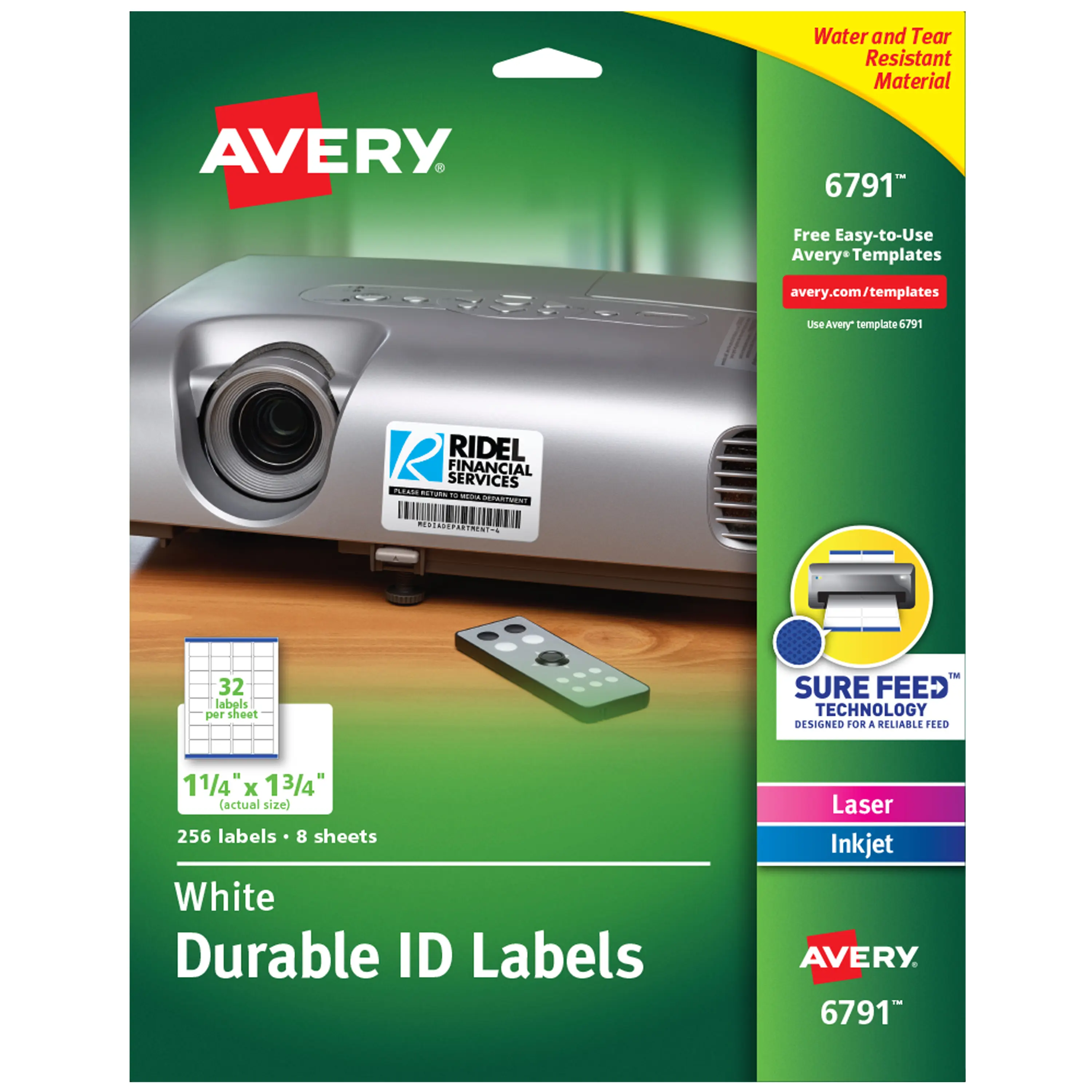 Avery Durable Easy Peel ID Labels, Sure Feed Technology, Permanent Adhesive, 1-1/4" x 1-3/4", 256 Labels (6791)