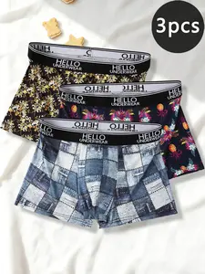 Men's Breathable Comfort Underwear, Slim-Fitting Casual Boyshorts (3 Pack), Trendy Contrast Binding Design for All Seasons