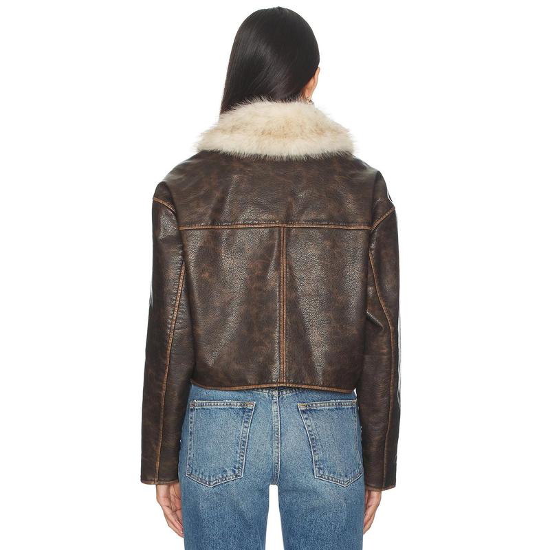 BLANKNYC Cropped Bomber in Caffeine Rush