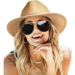 FURTALK Sun Hats for Women Summer Wide Brim UV UPF 80+ Panama Fedora Foldable Packable Straw Beach Hat