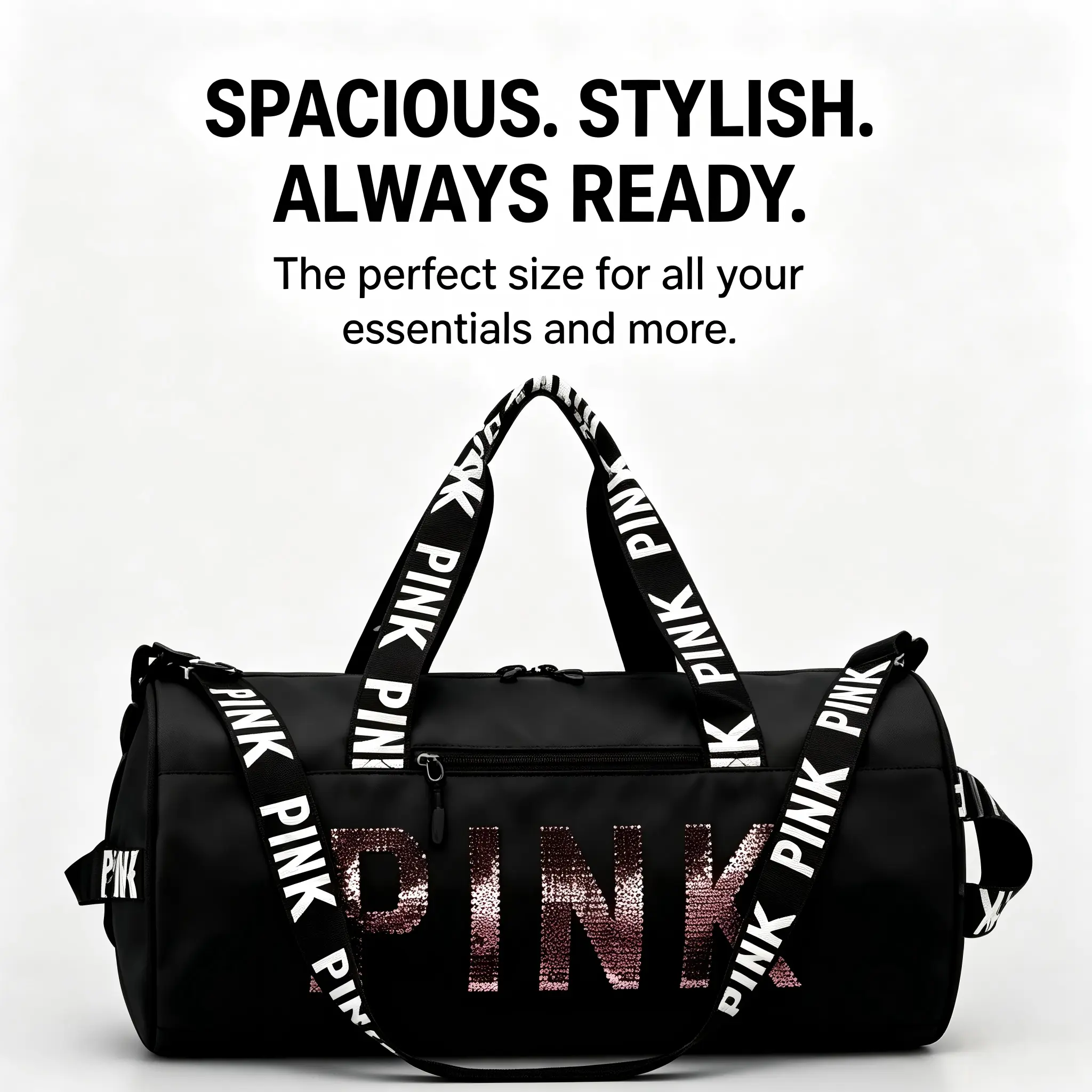 Lightweight Water Resistant Gym Duffel Bag with Shoe Compartment & Wet Pocket, Large Spacious Carry On Size Weekender Overnight Bag, Multiple Zippered Pockets Luggage Sleeve Sports Bag with Reinforced Handles & Detachable Shoulder Strap