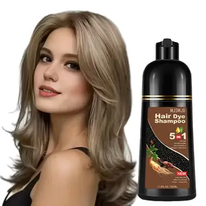 Hair Dye Shampoo 5 in 1, Light Brown Hair Dye for Men & Women, Long Lasting Hair Color for Gray Hair Coverage, Easy to Use, Shampoo for Color Treated Hair Dye 16.9 Fl Oz (Light brown)