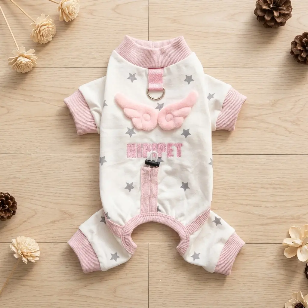 Cartoon 4-Legged Dog Pajamas for Small Dogs, Warm Fleece Onesie with Full Belly Coverage, Cozy Winter Sleepwear for Puppies & Cats