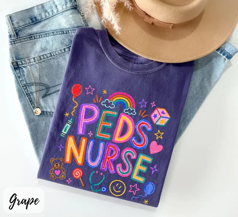 Comfort Colors Peds Nurse T-shirt, Pediatric Nurse TShirt, Pediatric Crew Shirt, Nurse Appreciation Gift for PEDS Nurse, Back to School Nurse Tee, Full Sizes