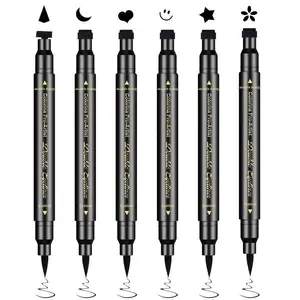 [Free Shipping]6Pcs Eyeliner Stamp, Double-End Eyeliner Stamp Pen, Waterproof Eye Liner Tattoo Makeup-Smiley+Triangle+Heart+Star+Moon+Flower