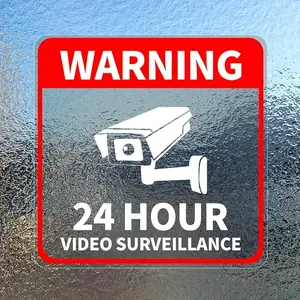 Video Surveillance Stickers, High-quality Vinyl Car Stickers, 24-hour CCTV Camera Warning Safety Stickers, Suitable for Cars, Windows, and Stores, Car Decals, Truck Sticker