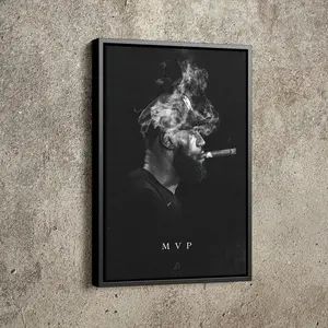 LeBron James Smoking a Cigar Poster, Basketball Painting Hand Made Posters, Wall Art Man Cave Gift Home Decor