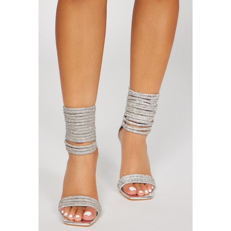 Kandi Embellished Heels - Silver