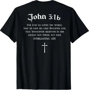 OOTD shirt John 3:16 Christian Bible Verse WWJD Religious BACK DESIGN T-Shirt