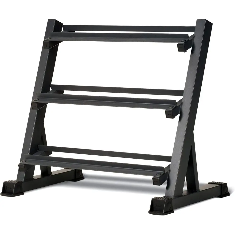 1100LB Capacity Adjustable 3-Tier Dumbbell Rack with Steel Frame, Angled Layout, Triangular Base for Home Gyms, 36-Inch Base Model Dumbbells Storage Stand (1000LB Compatibility), Compact Triple-Storage