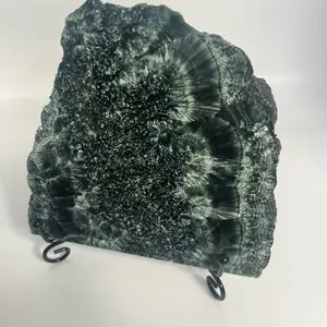Genuine Seraphinite Slice 11.5 oz | 4x4 Polished Display Slab | Angel Wing Feathering | Stand Included crystal collector