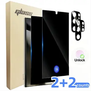 Privacy Screen Protector with 2 Camera Lens Protector, 2 Counts Tempered Glass Phone Screen Protector & 2 Counts Lens Protector, Phone Accessories for Samsung Galaxy S21/22/23/24/25 Ultra Plus, Cover