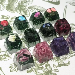 Flower and Moss Keycaps, Resin Custom Keycaps Flower and Moss Keycaps, Resin Custom Keycaps