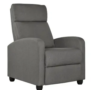 Fabric Push Back Theater Recliner Chair with Footrest, Gray