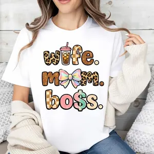 Casual Style Women's T-Shirt Wife Mom Boss Graphic Print Summer And Spring Wear Gift For Mother Or Wife