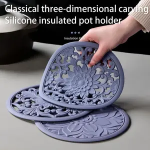 3PCS Silicone Heat Insulation Mats, Multi-Pattern Trivets for Hot Pots and Hot Plates, Kitchen Heat Resistant Accessories