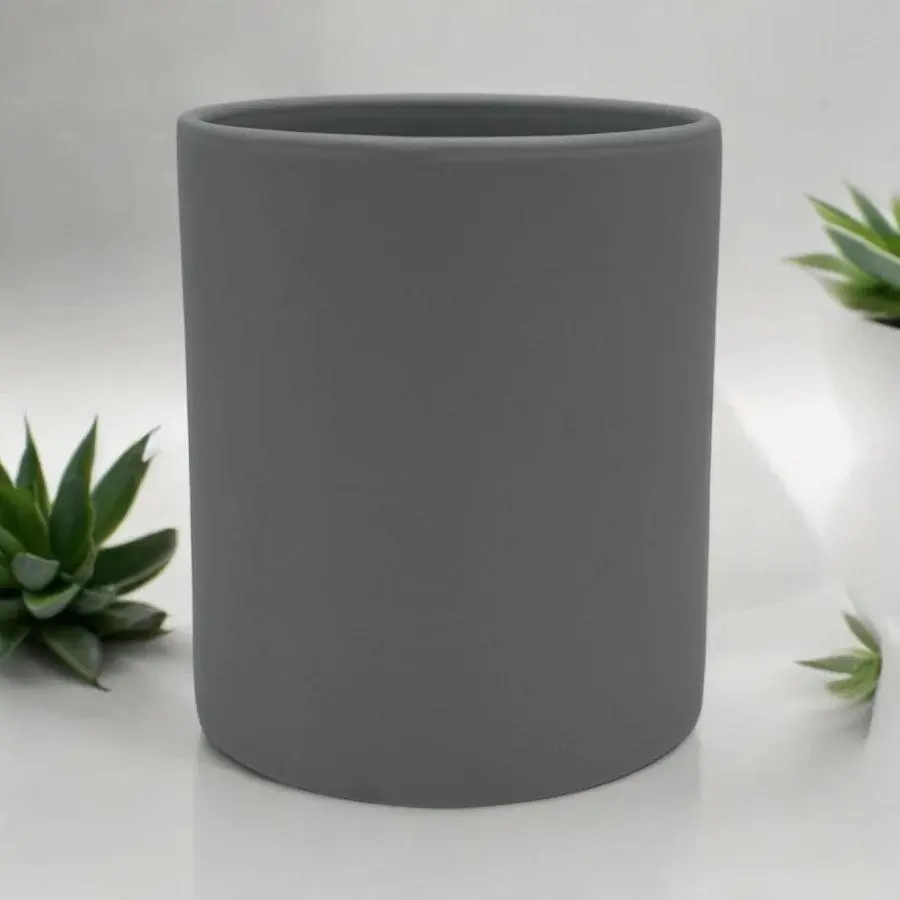White Eucalyptus Candle - Stone Solera Ceramic Tumbler - 15 oz, Durable