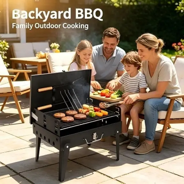 Portable Foldable BBQ Grill For Backyard & Camping Easy Carry Outdoor Cooking Stove Durable Folding