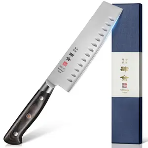 Kanngou 7 Inch Japanese Nakiri Cleaver Knife – Professional Kitchen Knife Ultra Sharp AUS-8 Steel Knife + Ergonomic Full-Tang Pakkawood Handle & Knives for Men, Cooking & Cutting, Vegetable Chopping with Premium Gift Box | Classic Series Kitchenware