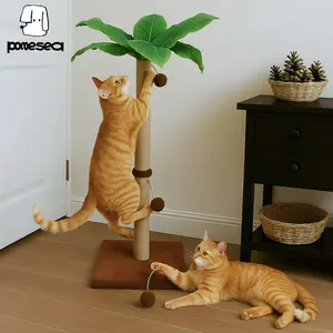 POMESEA Cat Palm Tree Scratching Post,34'' Tall Cat Tree Climbing Post for Indoor Cats, Kittens & Large Breeds