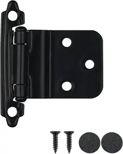 3/8 Inch Inset Cabinet Door Hinges Black, 20 Pack 10 Pairs Flush  Mount Cupboard Kitchen Hardware Hinges Max fit 9mm/0.375 Step Door, CH201-BK-P20