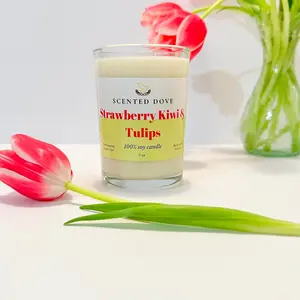 Strawberry Kiwi & Tulips Candle Decor Aroma Light Room Scent Bath Floral Fragrance Household