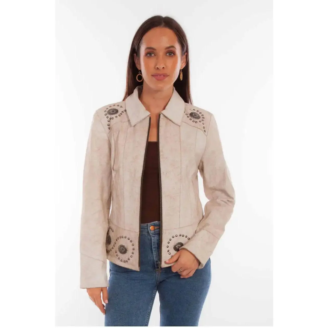 Scully Women’s Beige Studded Leather Jacket