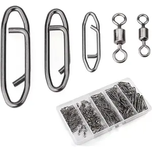 220 count Stainless Steel Fishing Power Speed Clips - S:50p M:40p L:30p 4#50p 6#50p, Heavy Duty Rotating Snap Fasteners for Quick /Lure Changes, Saltwater & Freshwater Fishing
