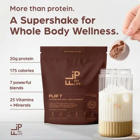FLIP 7 Meal Replacement SuperShake, Nutrient-Dense Formula, Fiber & Greens | 15 Servings
